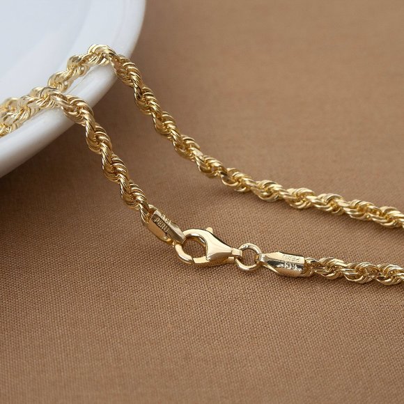 NEW! 10K Solid Gold Rope Chain, 22 inch Real 10K Yellow Gold, Stamped 10K - Picture 4 of 6